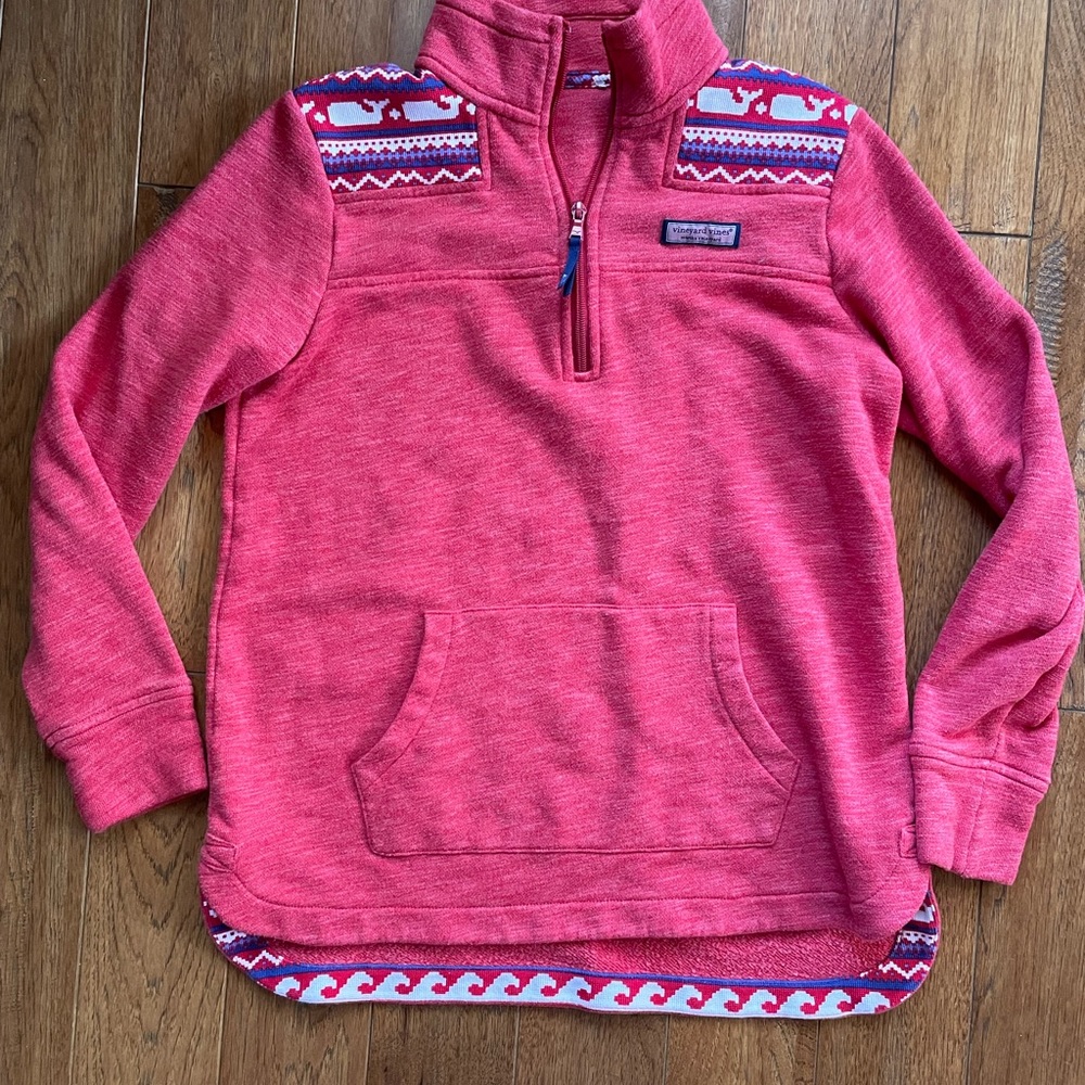 Vineyard vines womens pullover 1/4 zipper fair isle whales